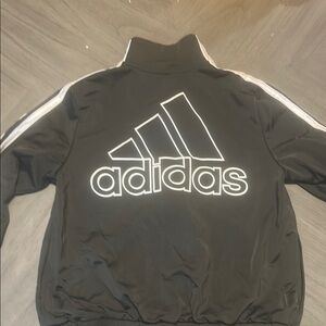 Adidas Black Kids Jacket with White Accents